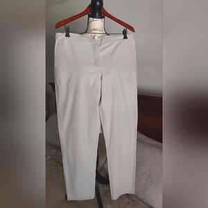 Eileen Fisher Beige Chino Organic Cotton Tencel Stretch Ankle Pants, Size 14